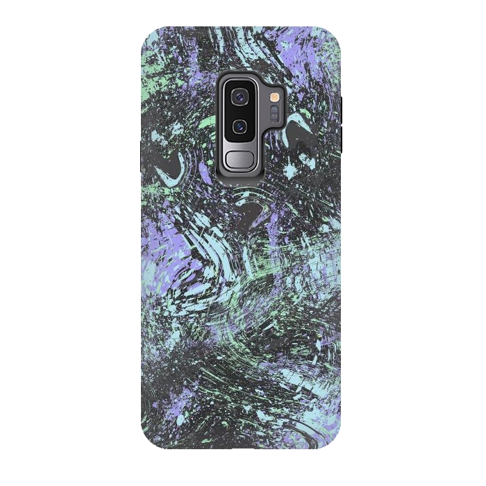 Galaxy S9 plus StrongFit Dripping Splatter Purple Turquoise by Ninola Design