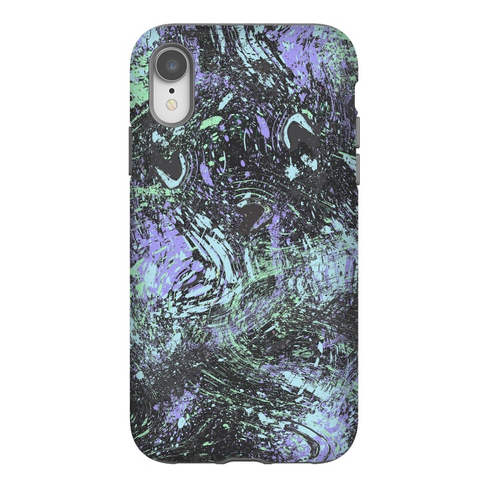iPhone Xr StrongFit Dripping Splatter Purple Turquoise by Ninola Design