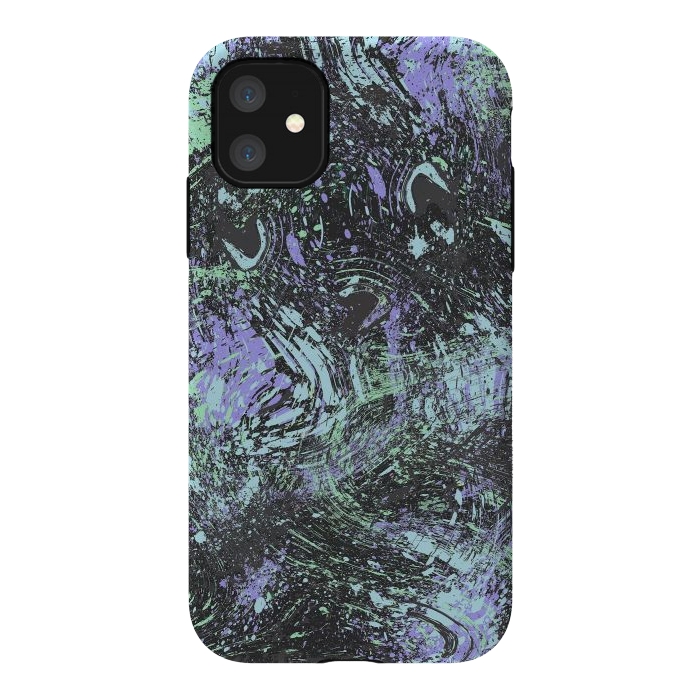 iPhone 11 StrongFit Dripping Splatter Purple Turquoise by Ninola Design