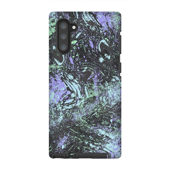 Galaxy Note 10 StrongFit Dripping Splatter Purple Turquoise by Ninola Design