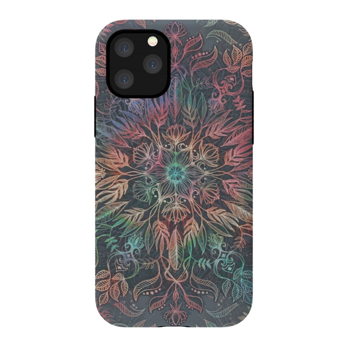 iPhone 11 Pro StrongFit Winter Sunset Mandala in Charcoal, Mint and Melon by Micklyn Le Feuvre