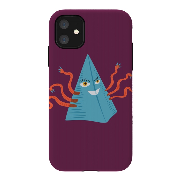 iPhone 11 StrongFit Weird Blue Alien Pyramid Character With Tentacles by Boriana Giormova
