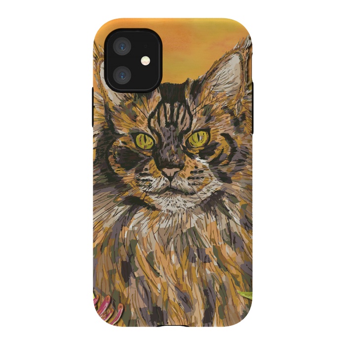 iPhone 11 StrongFit Maine Coon Cat by Lotti Brown