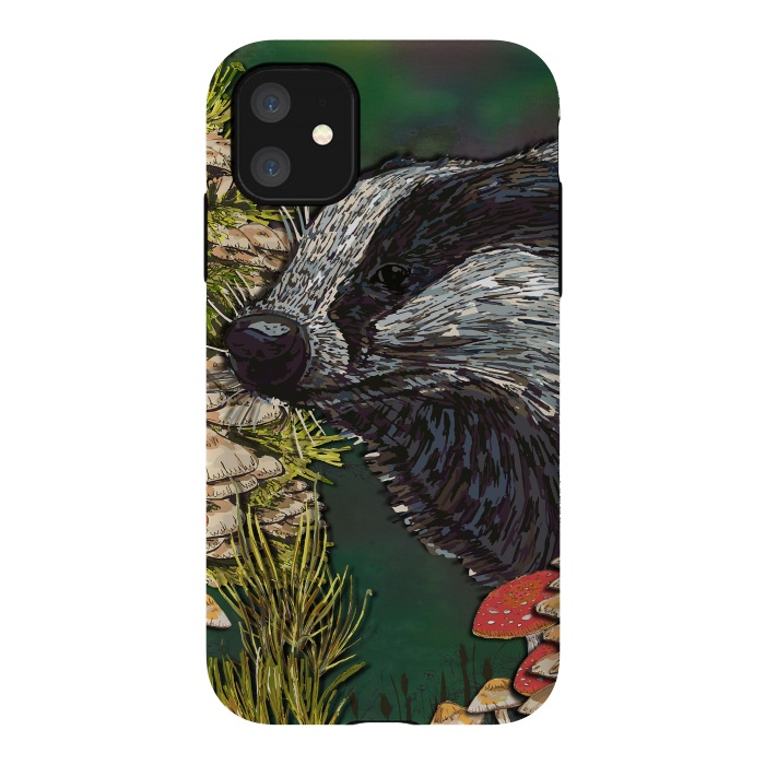 iPhone 11 StrongFit Badger Woodland Walk by Lotti Brown