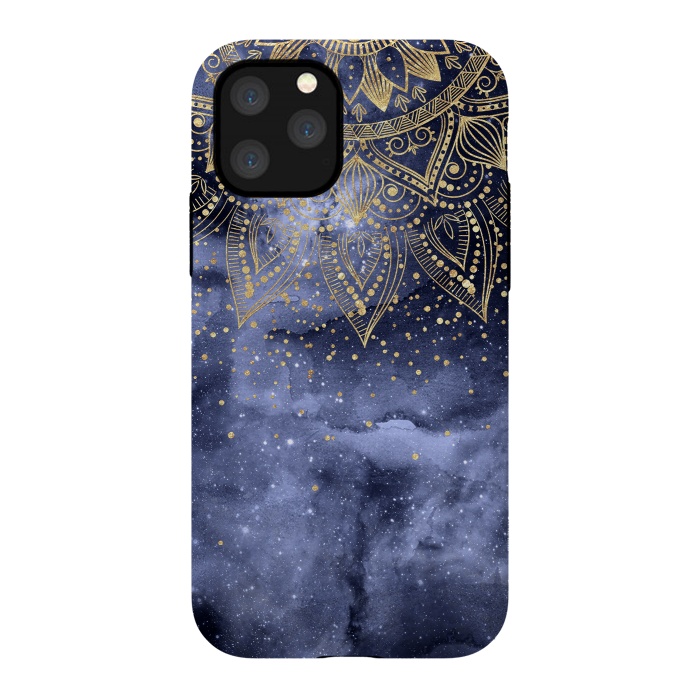 iPhone 11 Pro StrongFit whimsical gold mandala confetti design by InovArts