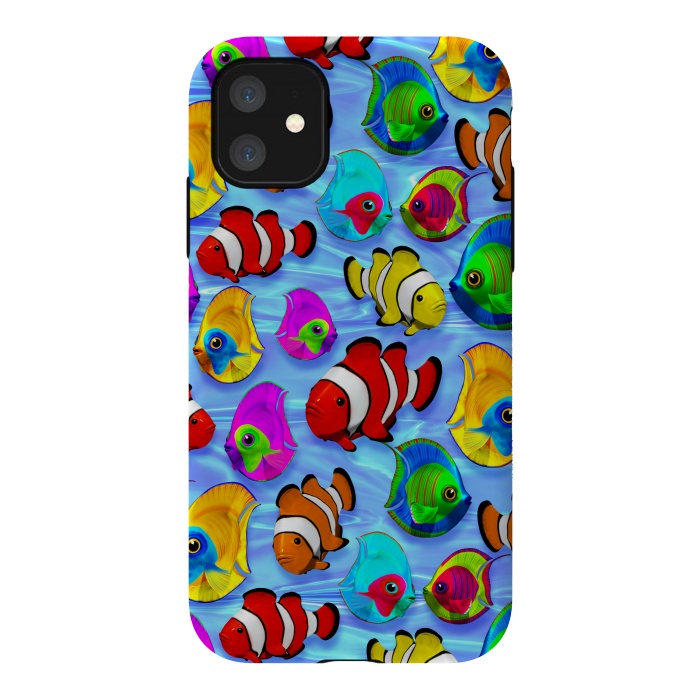iPhone 11 StrongFit Tropical Colorful Fish Pattern by BluedarkArt