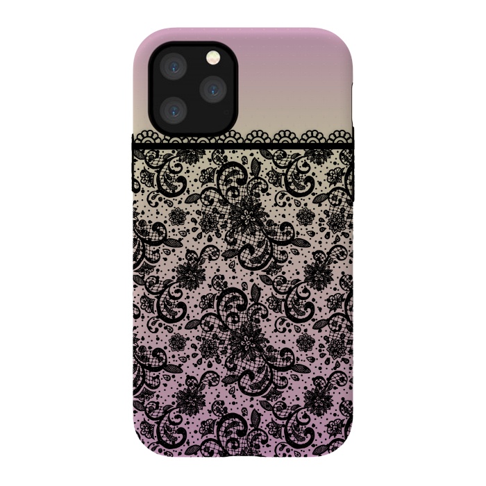 iPhone 11 Pro StrongFit Black lace Purple Ombre by Quirk It Up