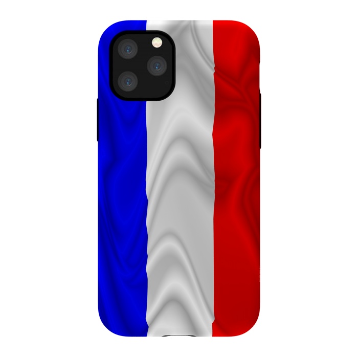 iPhone 11 Pro StrongFit France Flag Waving Digital Silk Satin Fabric  by BluedarkArt