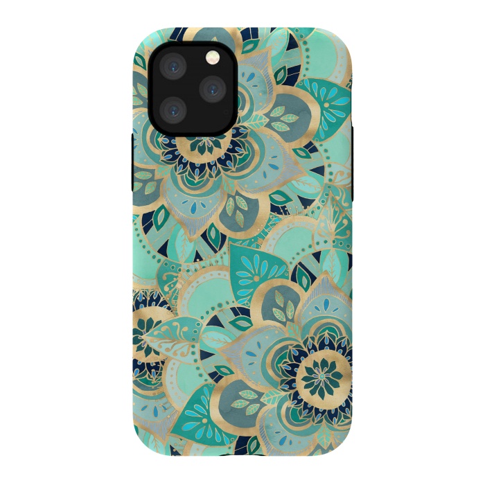 iPhone 11 Pro StrongFit Emerald and Gold Mandalas by Tangerine-Tane
