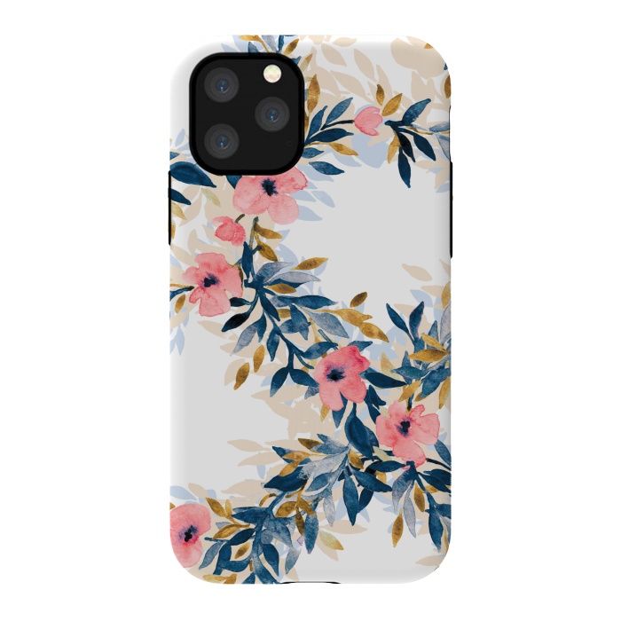 iPhone 11 Pro StrongFit Fresh Pink Watercolor Floral Wreaths by Micklyn Le Feuvre