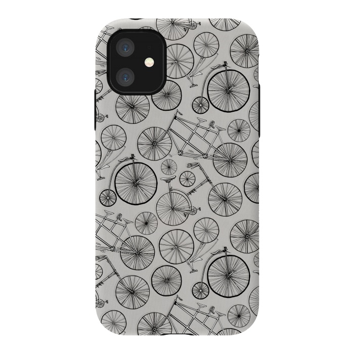 iPhone 11 StrongFit Vintage Bicycles on Grey  by Tigatiga