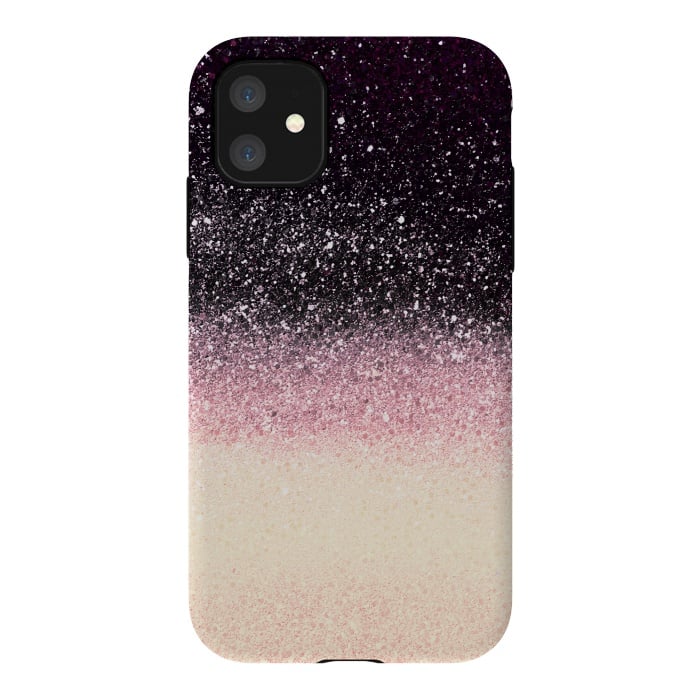 iPhone 11 StrongFit Half black cream glitter star dust by Oana 