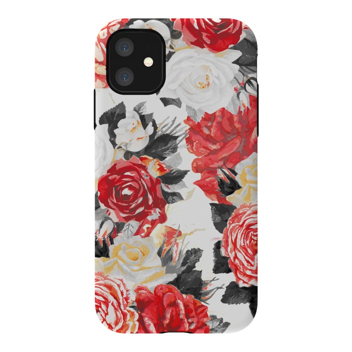 iPhone 11 StrongFit Red and white rose bouquet by Oana 