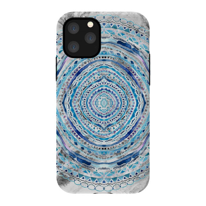 iPhone 11 Pro StrongFit Blue Marbling Mandala  by Tigatiga