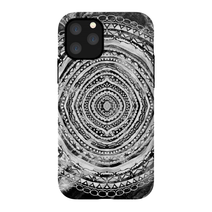 iPhone 11 Pro StrongFit Black & White Marbling Mandala  by Tigatiga