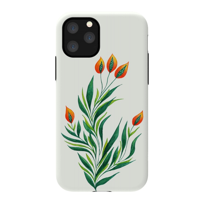 iPhone 11 Pro StrongFit Green Plant With Orange Buds by Boriana Giormova