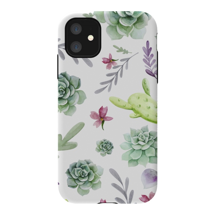 iPhone 11 StrongFit Cactus Watercolor Pattern by Bledi