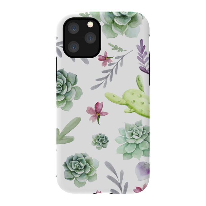 iPhone 11 Pro StrongFit Cactus Watercolor Pattern by Bledi