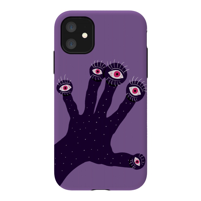 iPhone 11 StrongFit Weird Hand With Watching Eyes by Boriana Giormova