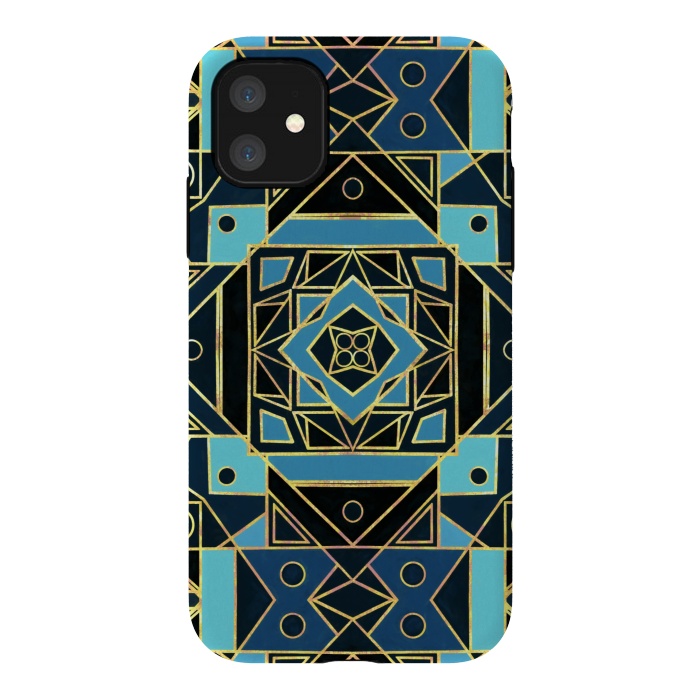 iPhone 11 StrongFit Navy & Gold Art Deco  by Tigatiga
