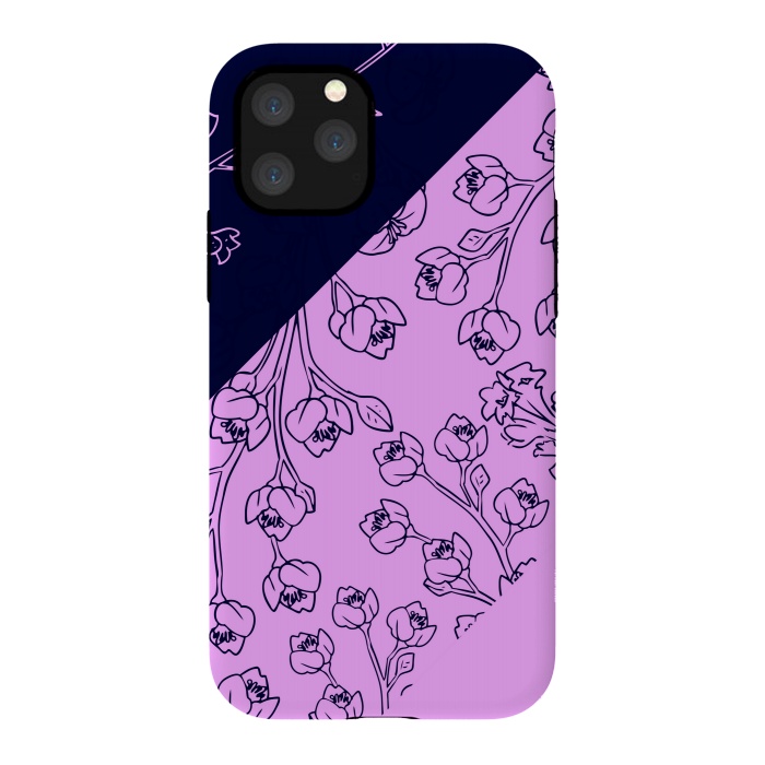 iPhone 11 Pro StrongFit PINK BLUE FLORAL PATTERN by MALLIKA