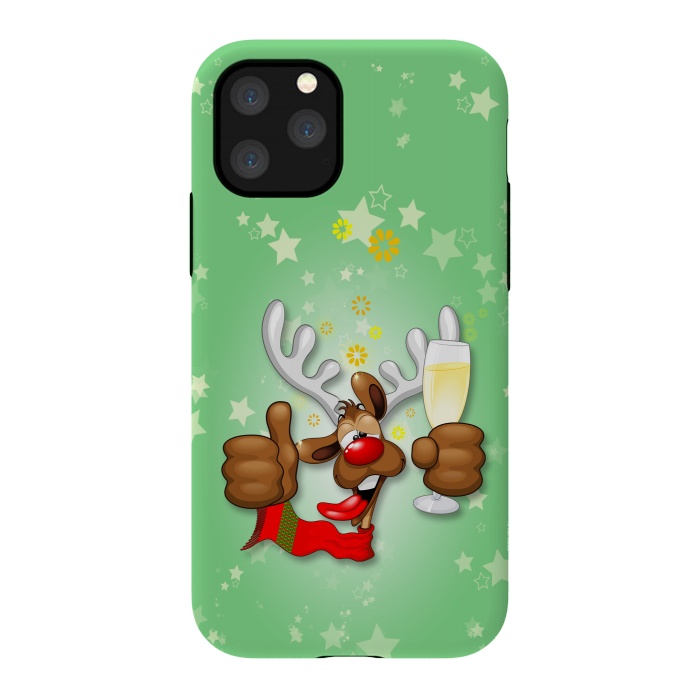 iPhone 11 Pro StrongFit Reindeer Drunk Funny Christmas Character by BluedarkArt