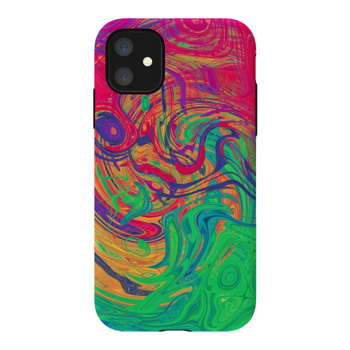iPhone 11 StrongFit Abstract Multicolored Waves by Art Design Works