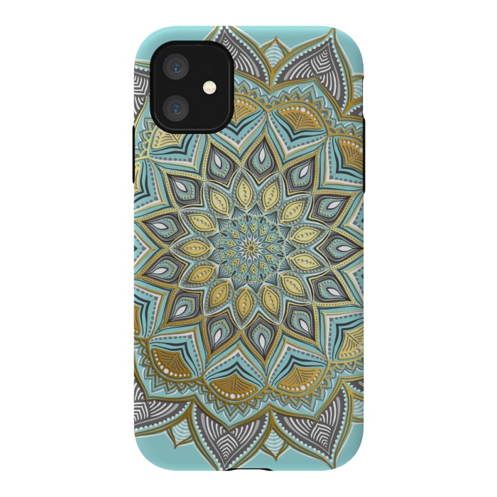 iPhone 11 StrongFit Sunny Skies Gilded Lace Medallion by Micklyn Le Feuvre