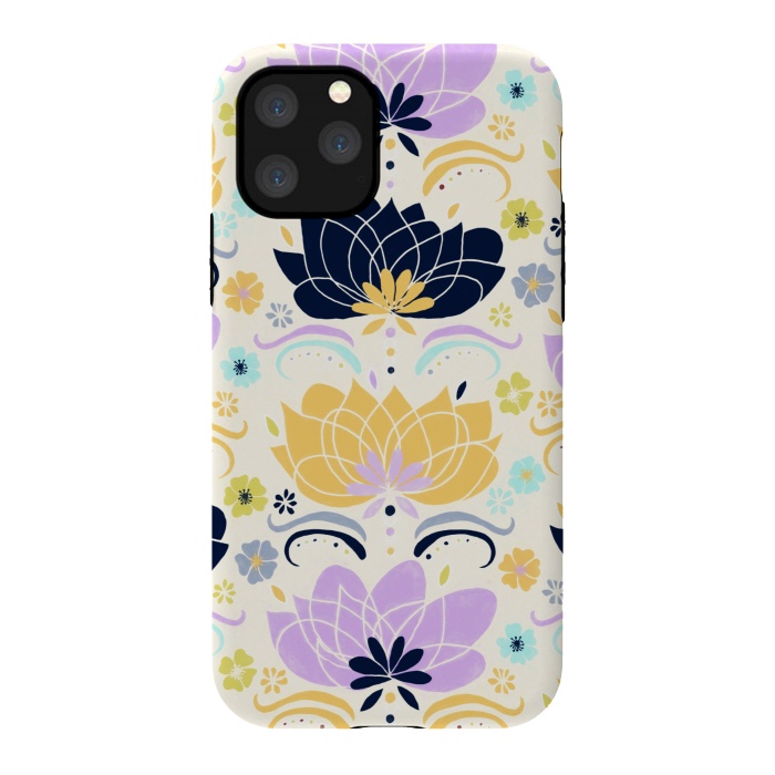 iPhone 11 Pro StrongFit Navy & Pastel Floral  by Tigatiga