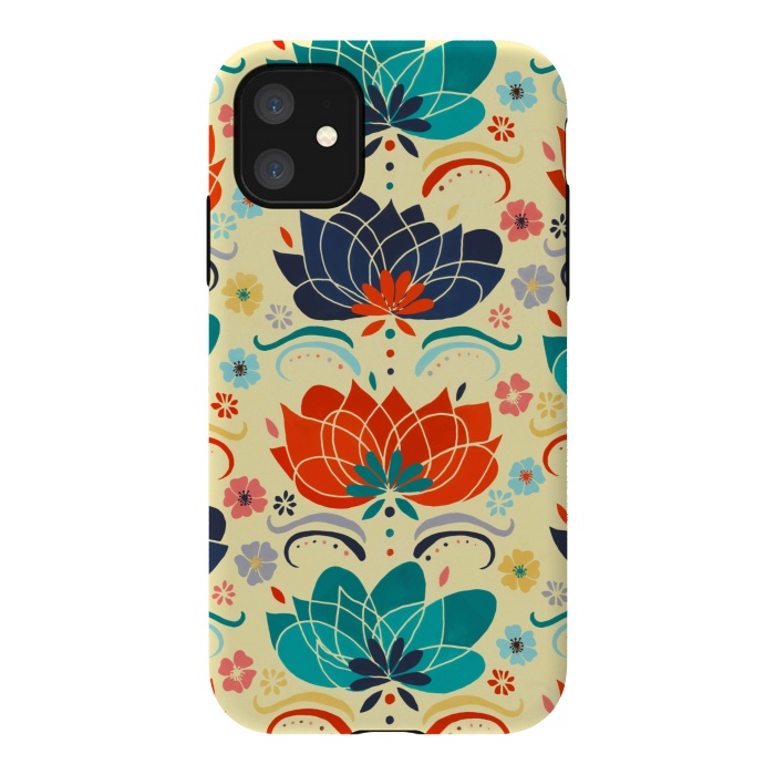 iPhone 11 StrongFit 1960s Hippie Floral  by Tigatiga