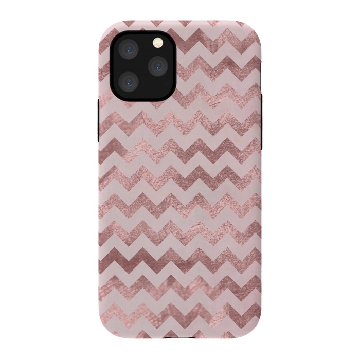 iPhone 11 Pro StrongFit Elegant Rose Gold Chevron Stripes 2 by Andrea Haase