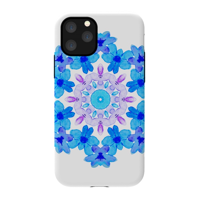 iPhone 11 Pro StrongFit Flower Mandala Violet Blue Watercolor Floral Art by Boriana Giormova
