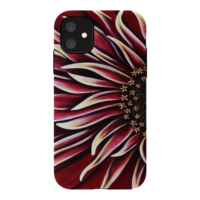 iPhone 11 StrongFit Wild Red Zinnia by Denise Cassidy Wood