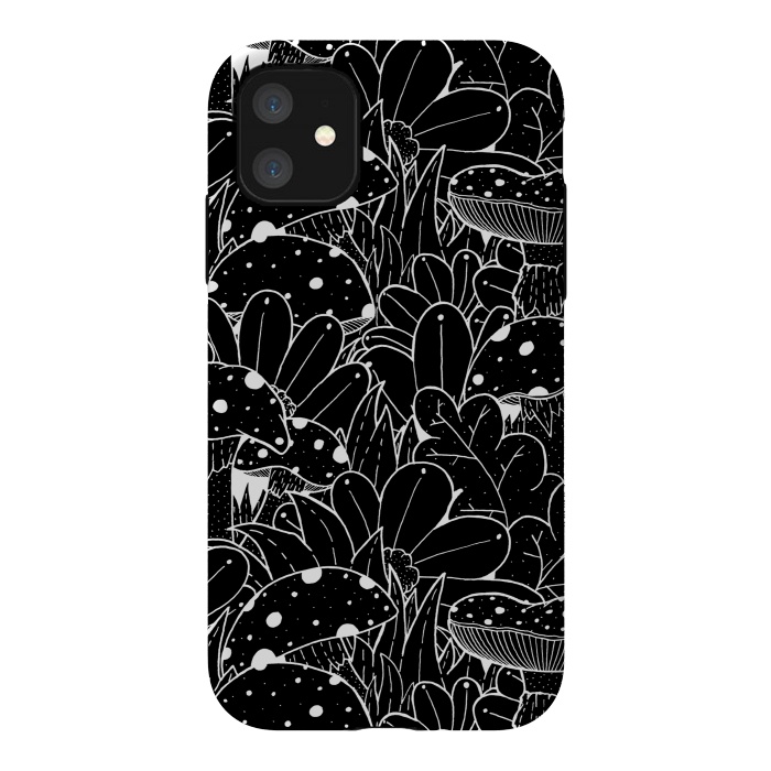 iPhone 11 StrongFit Black and white autumn pattern by Steve Wade (Swade)