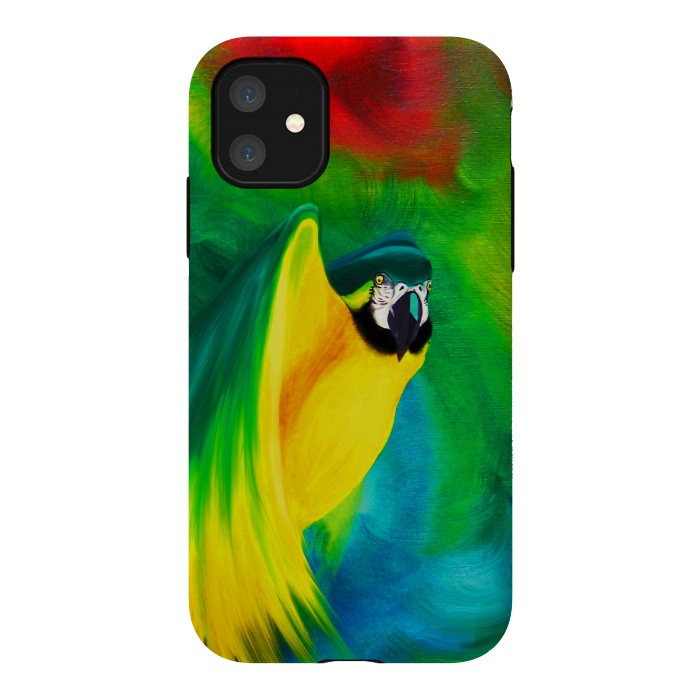iPhone 11 StrongFit Macaw Parrot Ara Oil on Canvas Painting  by BluedarkArt