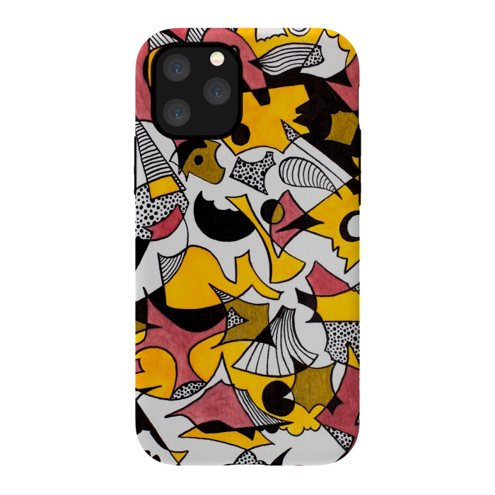 iPhone 11 Pro StrongFit Abstract Shapes in Yellow, Red and Gold by Paula Ohreen