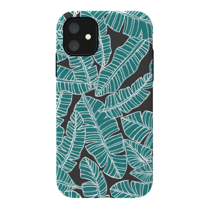 iPhone 11 StrongFit Tropical Fronds by Pom Graphic Design