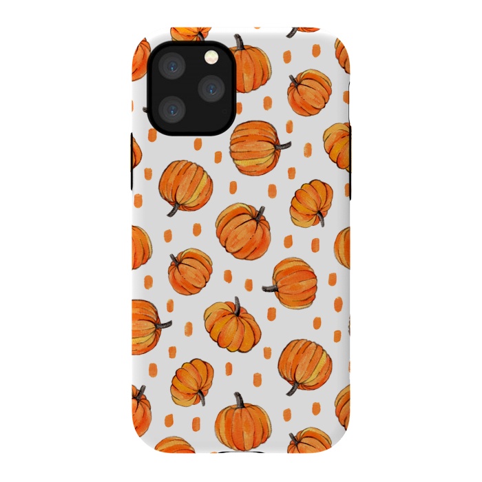 iPhone 11 Pro StrongFit Little Gouache Pumpkins with Dots on White by Micklyn Le Feuvre