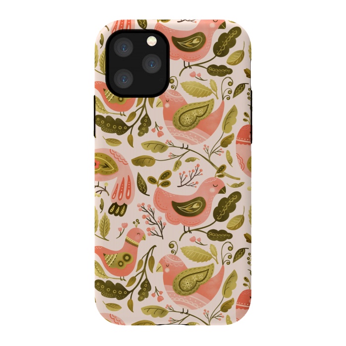 iPhone 11 Pro StrongFit Peachy Keen Birds by Noonday Design