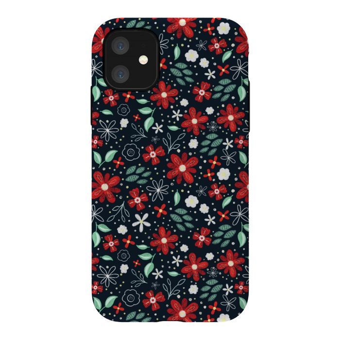 iPhone 11 StrongFit Little Christmas Flowers by Noonday Design