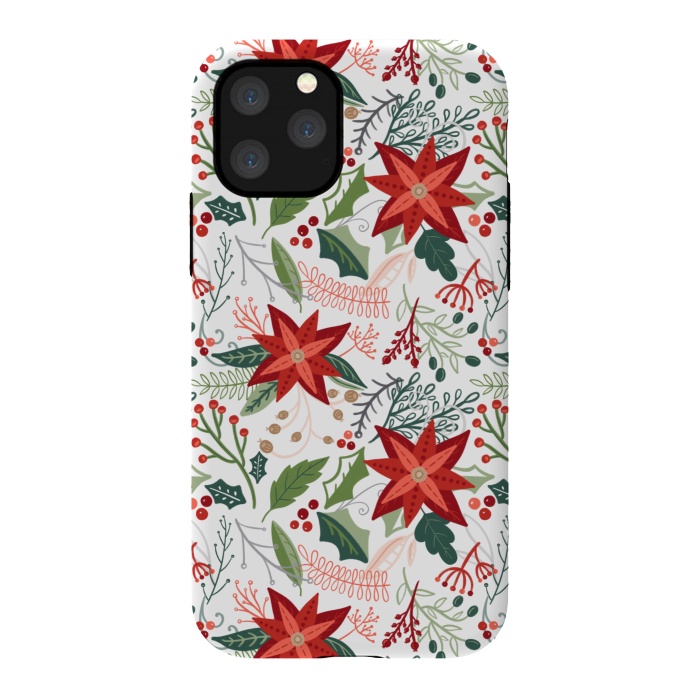 iPhone 11 Pro StrongFit Festive Poinsettias by Noonday Design