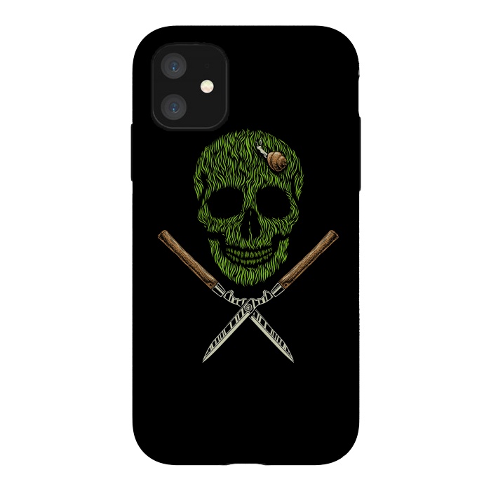 iPhone 11 StrongFit Skull Grass by Afif Quilimo