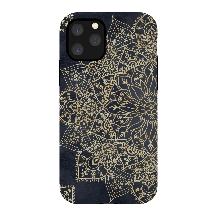 iPhone 11 Pro StrongFit Elegant poinsettia flower and snowflakes mandala art by InovArts