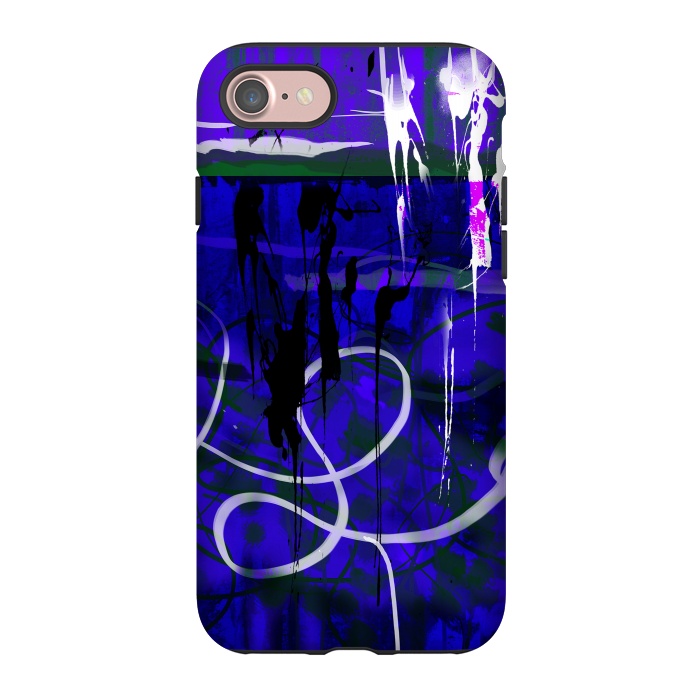 iPhone 7 StrongFit Blue paint strokes phone case by Josie