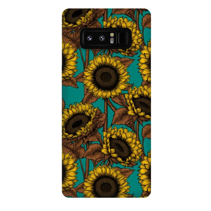 Galaxy Note 8 StrongFit Sunflowers on turquoise by Katerina Kirilova