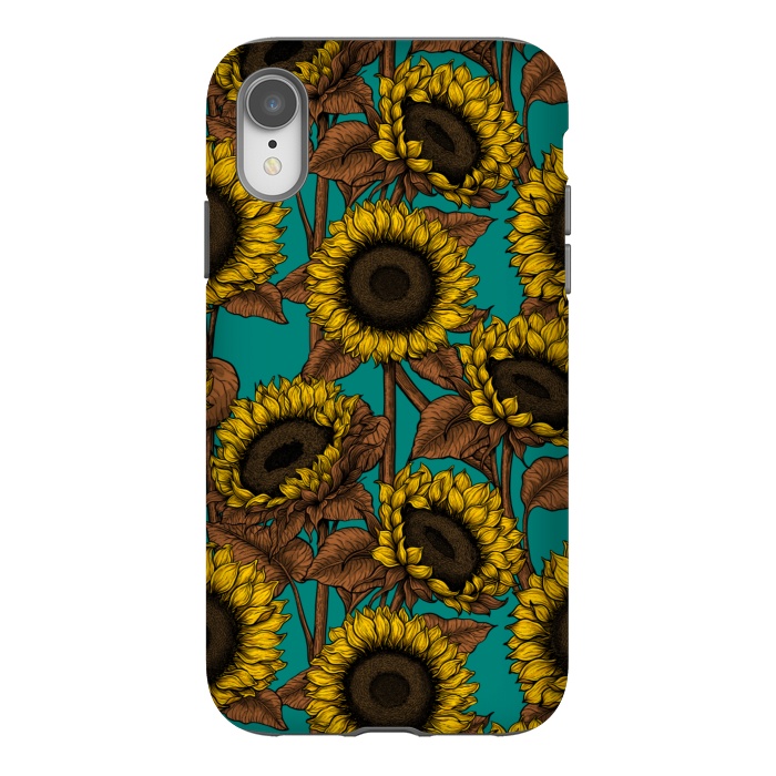 iPhone Xr StrongFit Sunflowers on turquoise by Katerina Kirilova