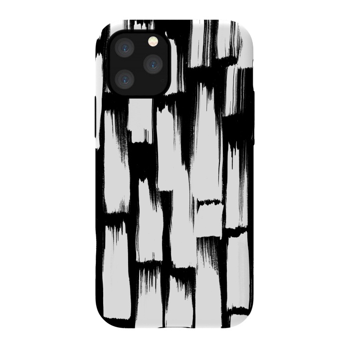 iPhone 11 Pro StrongFit Tribal white brushstrokes on black background by Oana 
