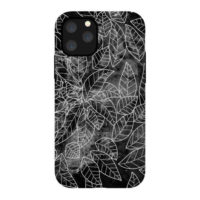 iPhone 11 Pro StrongFit Black and white leaves on marble by Oana 