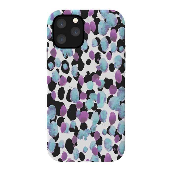 iPhone 11 Pro StrongFit Purple blue animal print paint spots by Oana 