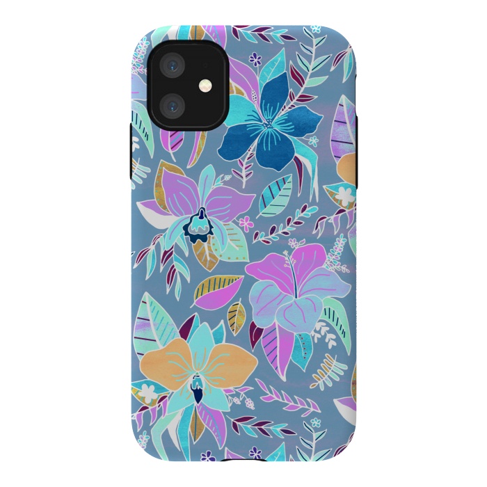 iPhone 11 StrongFit Pastel Tropical Floral by Tigatiga